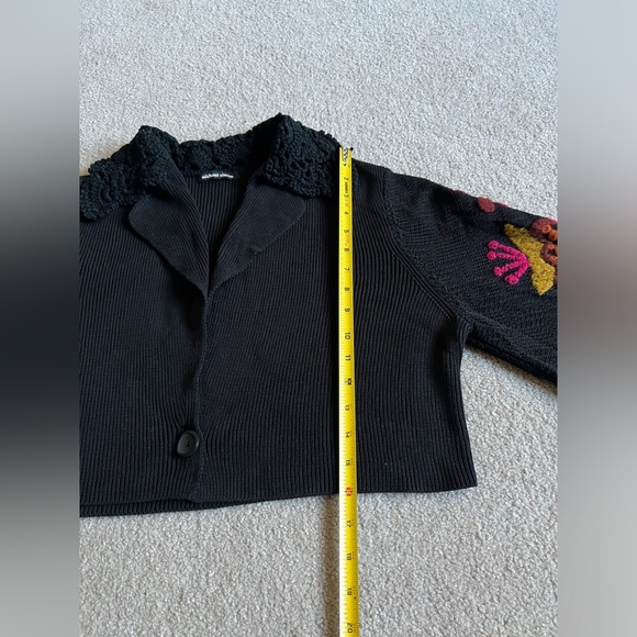 Michael Simon XL cropped embroidered sleeve sweater cardigan crochet mother day - Picture 8 of 12